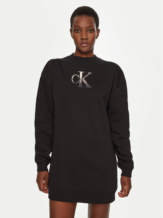Calvin Klein Jeans Sukienka dzianinowa J20J224834 Czarny Relaxed Fit