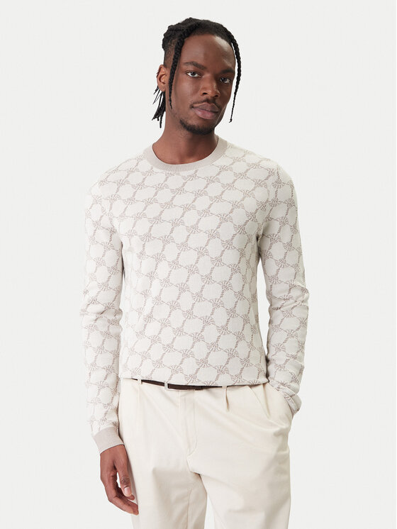 JOOP! Sweter 13Ravorono 10100436 30102137 Écru Regular Fit