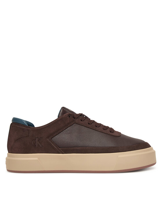 Calvin Klein Sneakersy Basket Cupsole Laceup Lth-Nu YM0YM01354 Brązowy