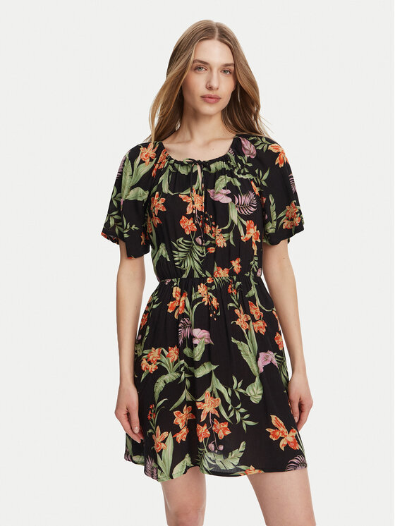 Roxy Sukienka letnia ERJWD03869 Czarny Regular Fit