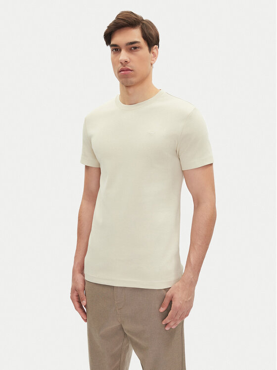 Mustang T-Shirt Allen 1016486 Beżowy Slim Fit