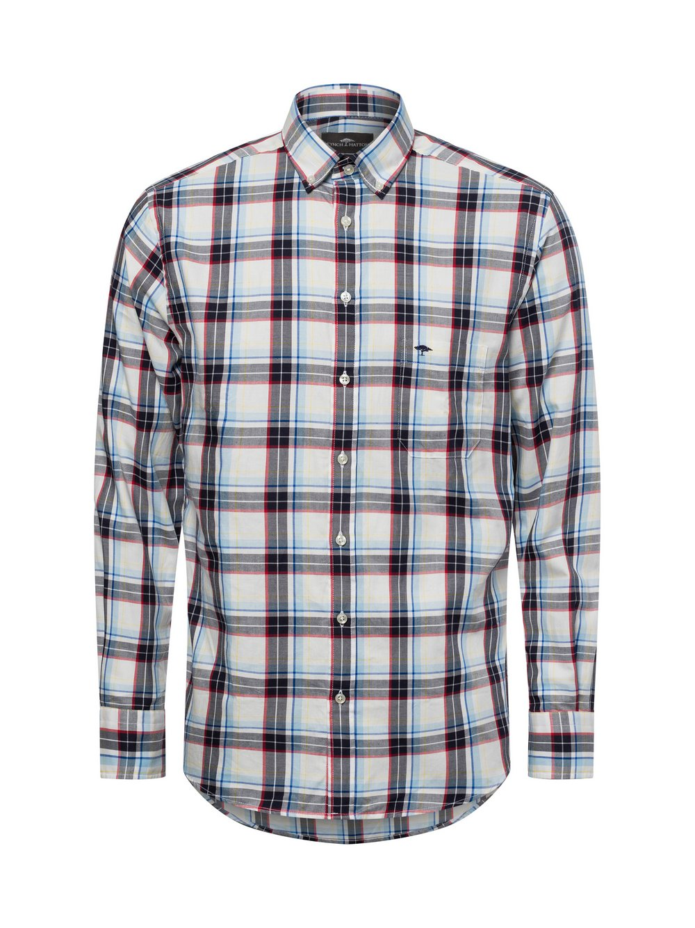Fynch-Hatton Męska koszula casual Mężczyźni Regular Fit Bawełna wielokolorowy|niebieski, L