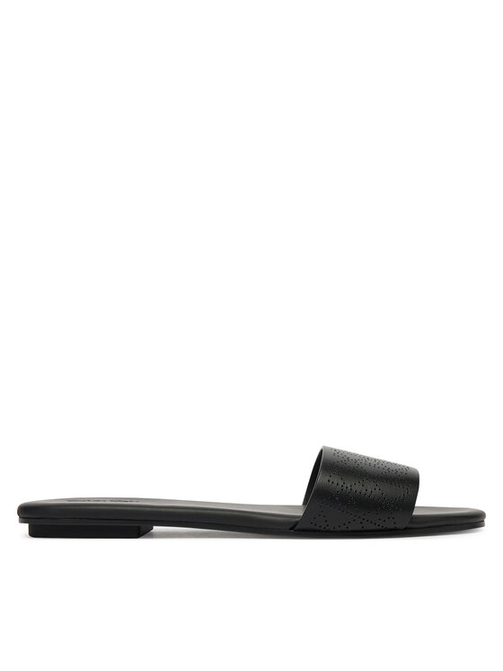 Calvin Klein Klapki Org Flat Sndl One Bar Lth Aop HW0HW02857 Czarny