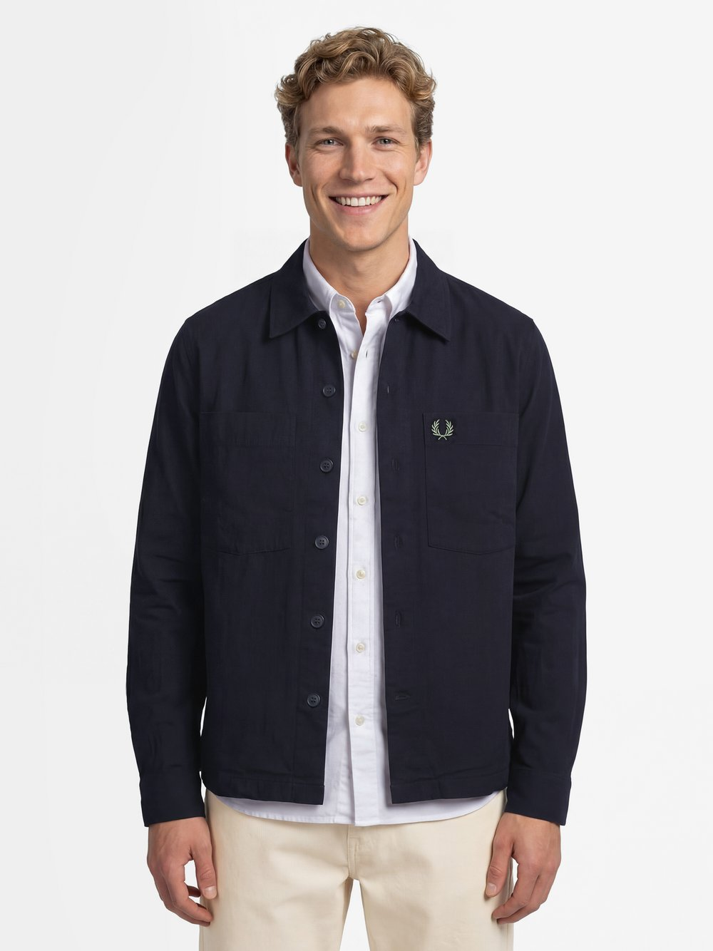 Fred Perry Męska kurtka koszulowa Mężczyźni Bawełna niebieski, XL
