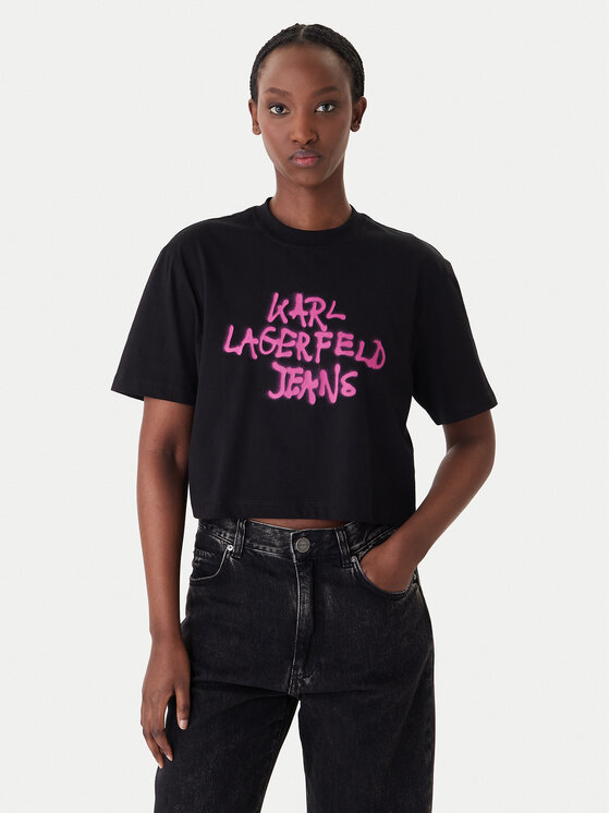 Karl Lagerfeld Jeans T-Shirt B1W17054 Czarny Relaxed Fit