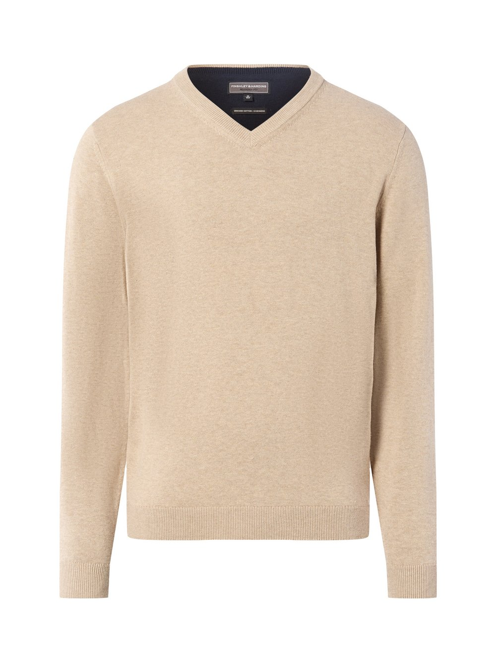 Finshley & Harding Sweter z zawartością kaszmiru Mężczyźni Bawełna beżowy, XXXL