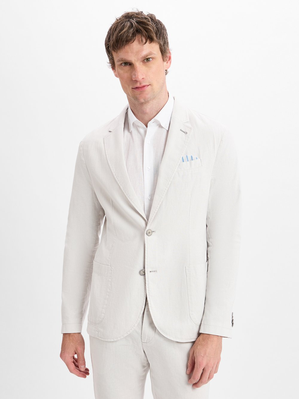 Nils Sundström Kurtka męska z zawartością lnu Mężczyźni Modern Fit szary, 56