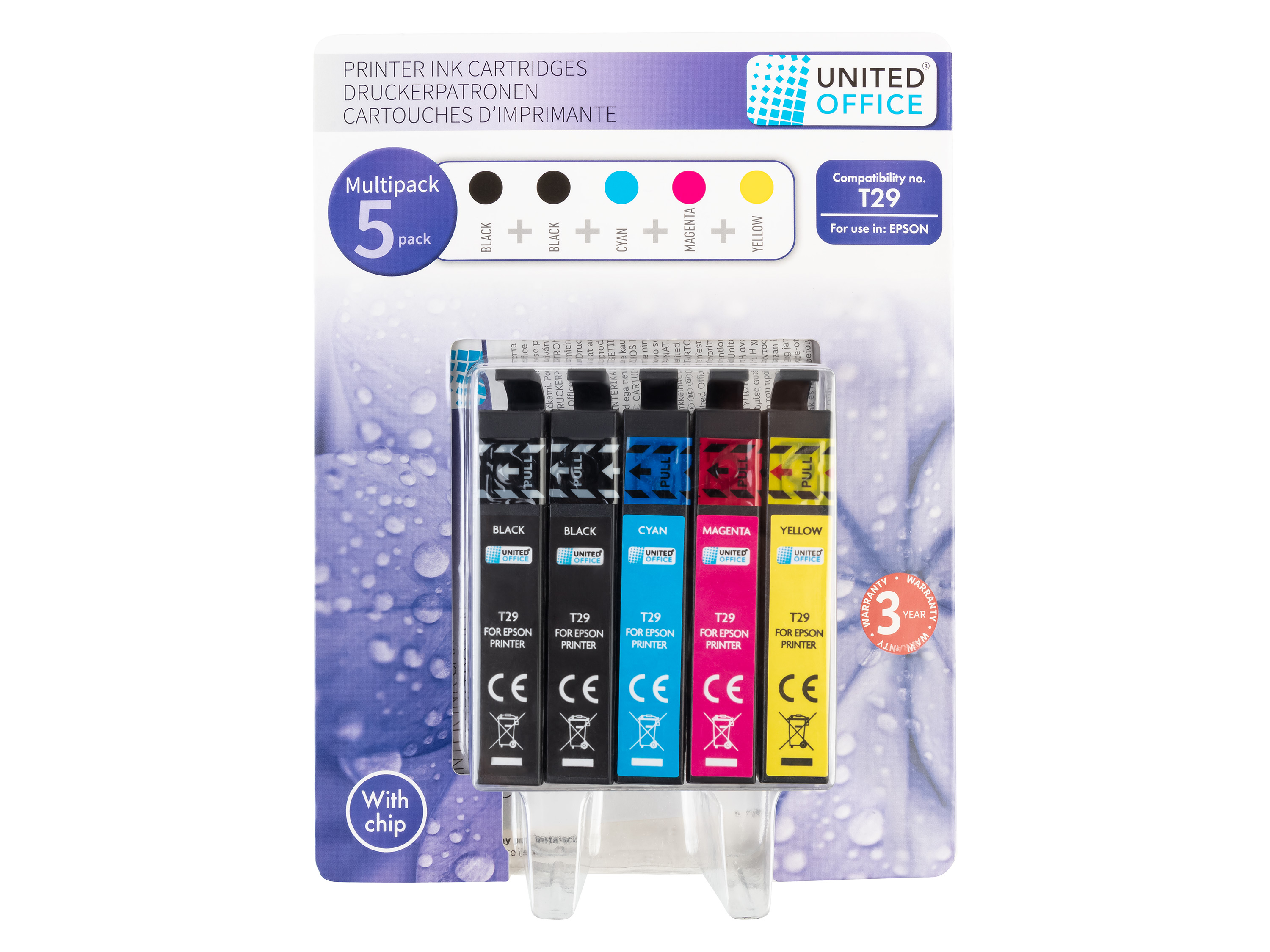 UNITED OFFICE® Wkłady atramentowe tusze do drukarki, 5 sztuk (29XL, multipack)