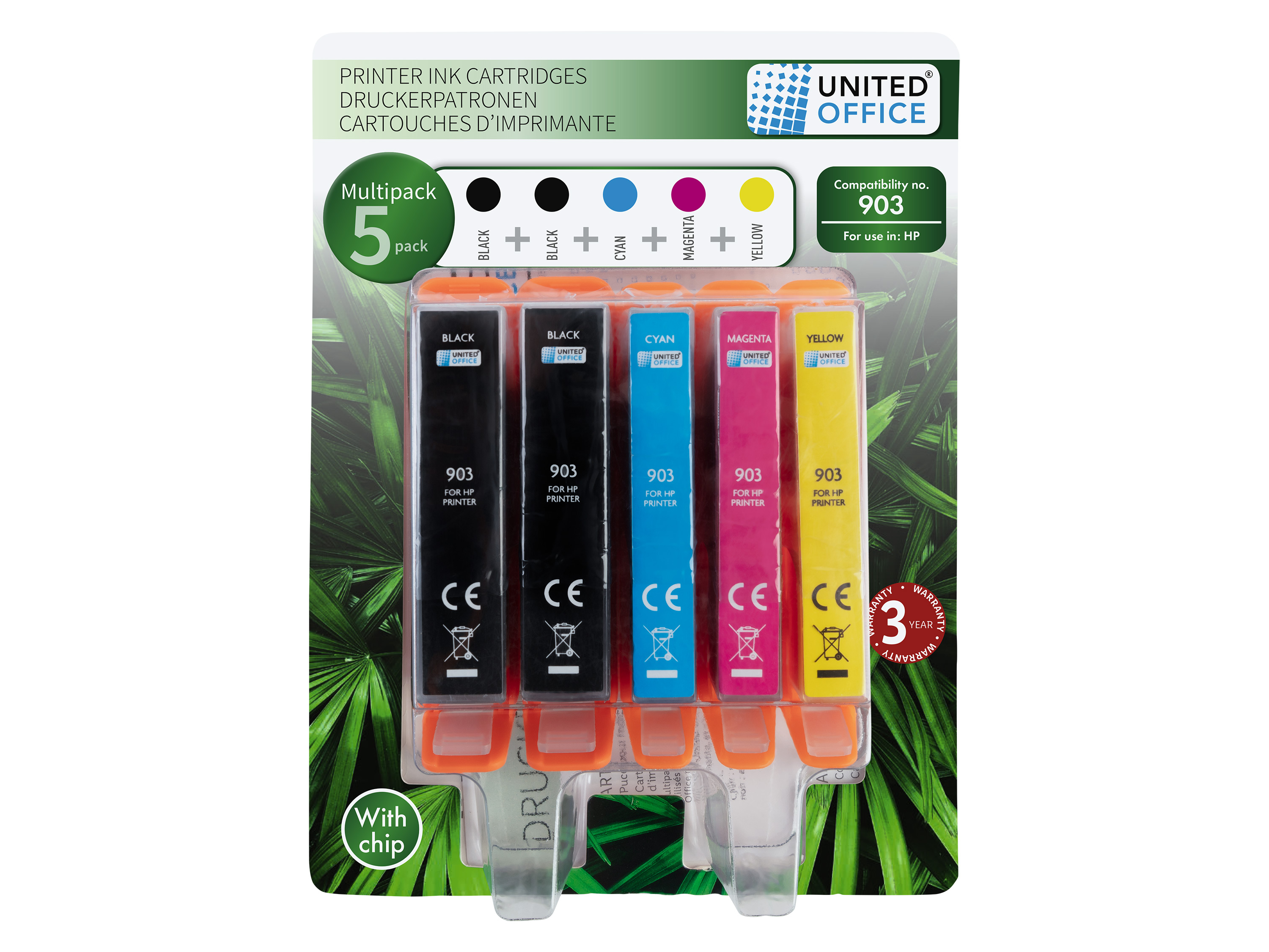 UNITED OFFICE® Wkłady atramentowe tusze do drukarki, multipack (903, 5-pak) miniaturka