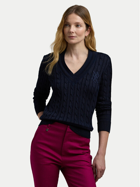 Lauren Ralph Lauren Sweter 200888795008 Granatowy Regular Fit