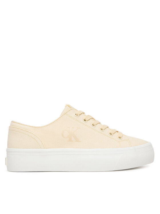 Calvin Klein Sneakersy Vulc Flatform Low Canvas Mg YW0YW01763 Écru