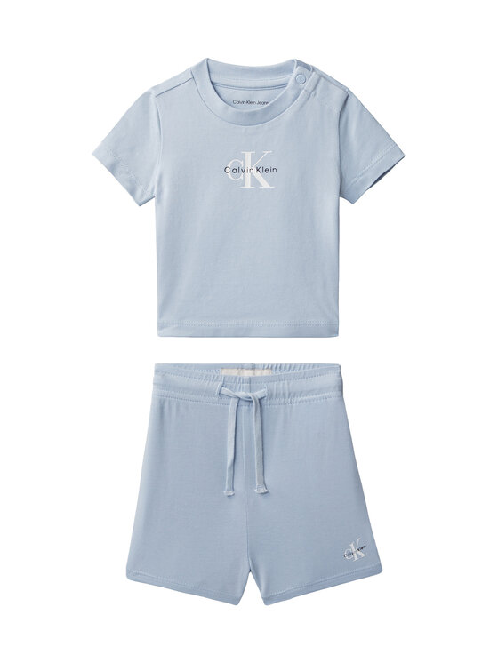 Calvin Klein Jeans Komplet t-shirt i spodenki LVCKSJI09B Błękitny Regular Fit