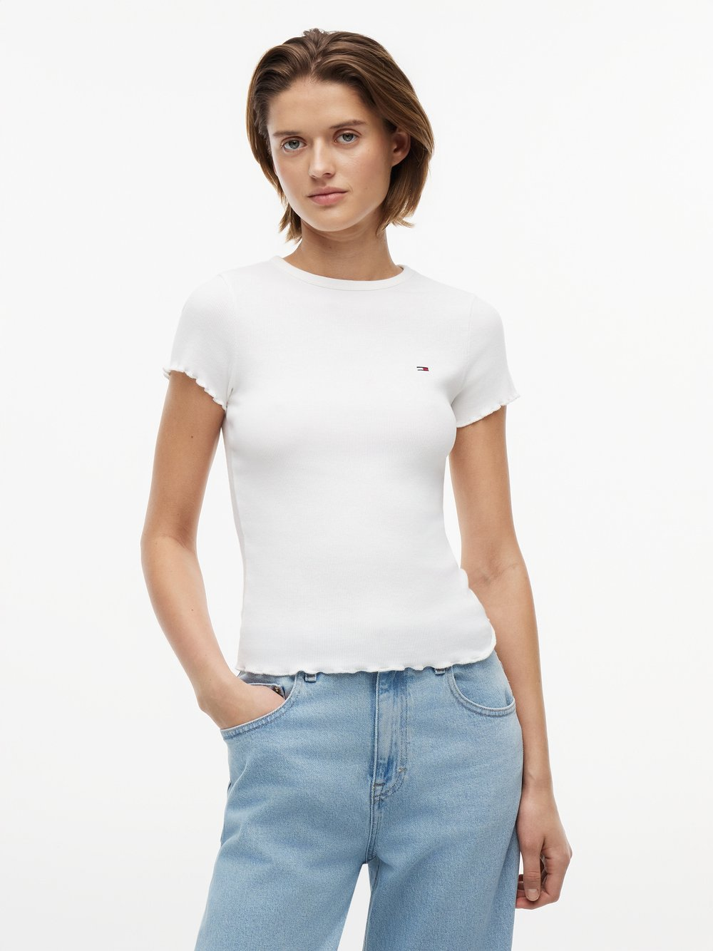 Tommy Jeans Koszulka damska Kobiety Bawełna biały, XS