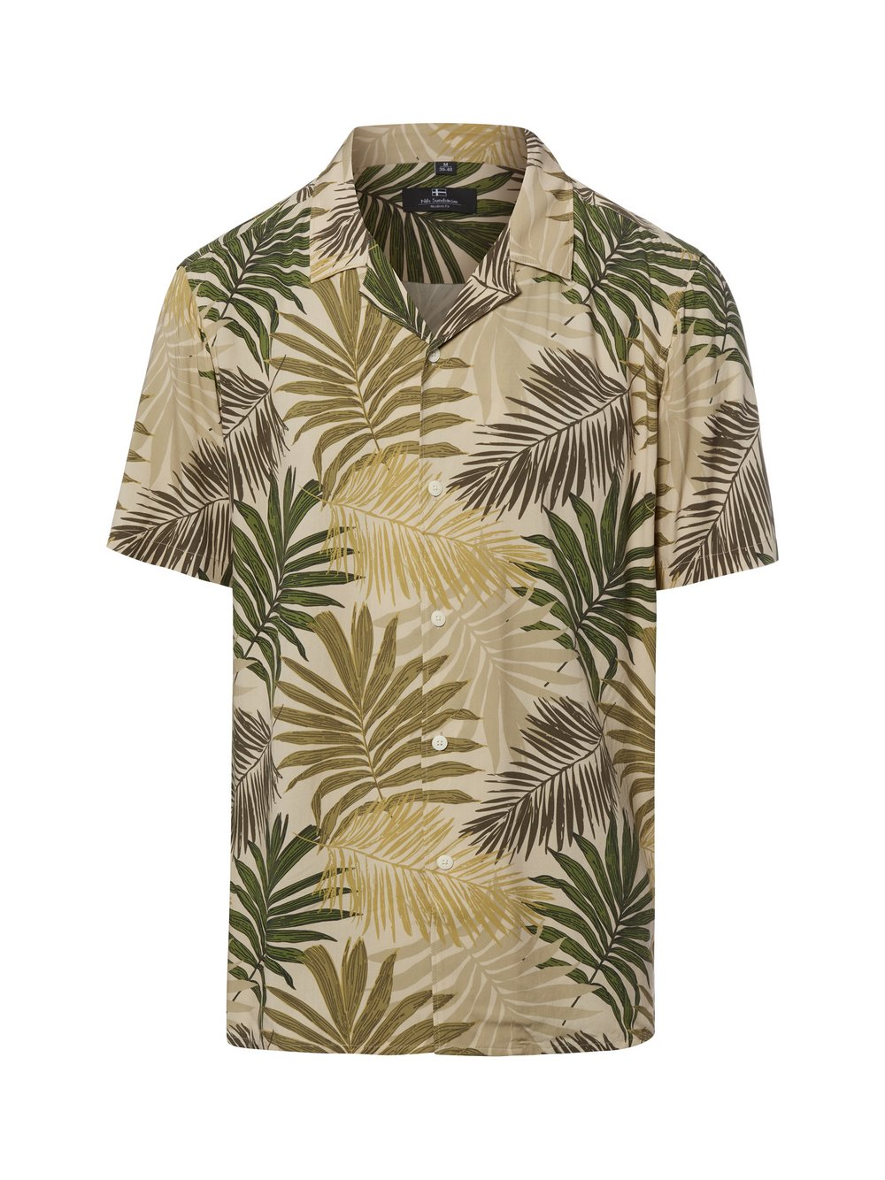 Nils Sundström Męska koszulka z krótkim rękawem Mężczyźni Modern Fit wiskoza (100%) beżowy|zielony, XL