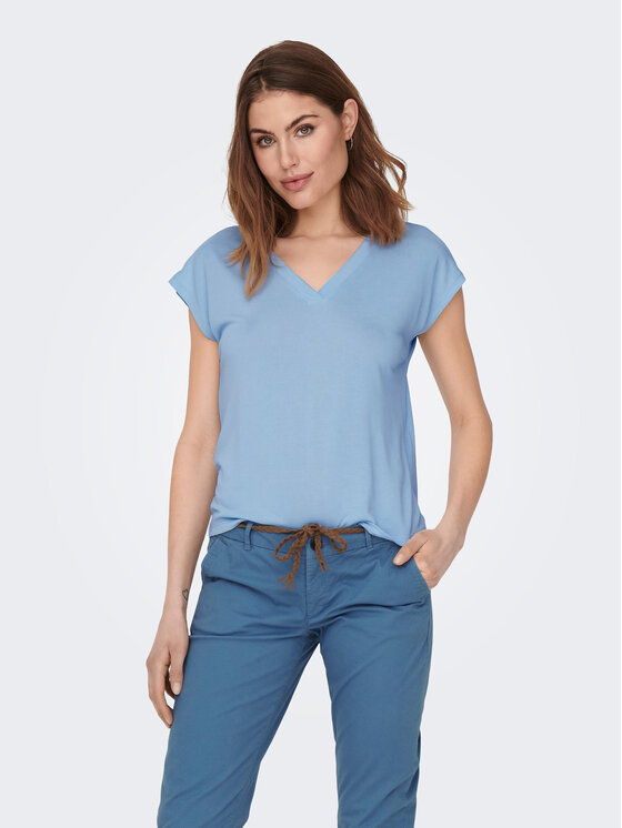 ONLY T-Shirt Free 15287041 Błękitny Regular Fit