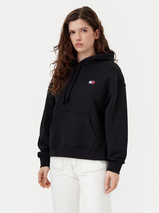 Tommy Jeans Bluza Badge DW0DW19414 Czarny Boxy Fit