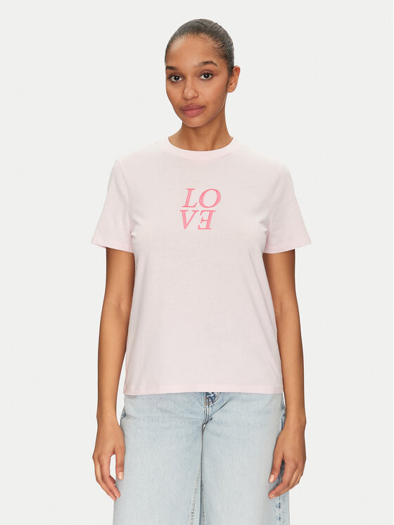 Pieces T-Shirt Skylar 17155376 Różowy Regular Fit