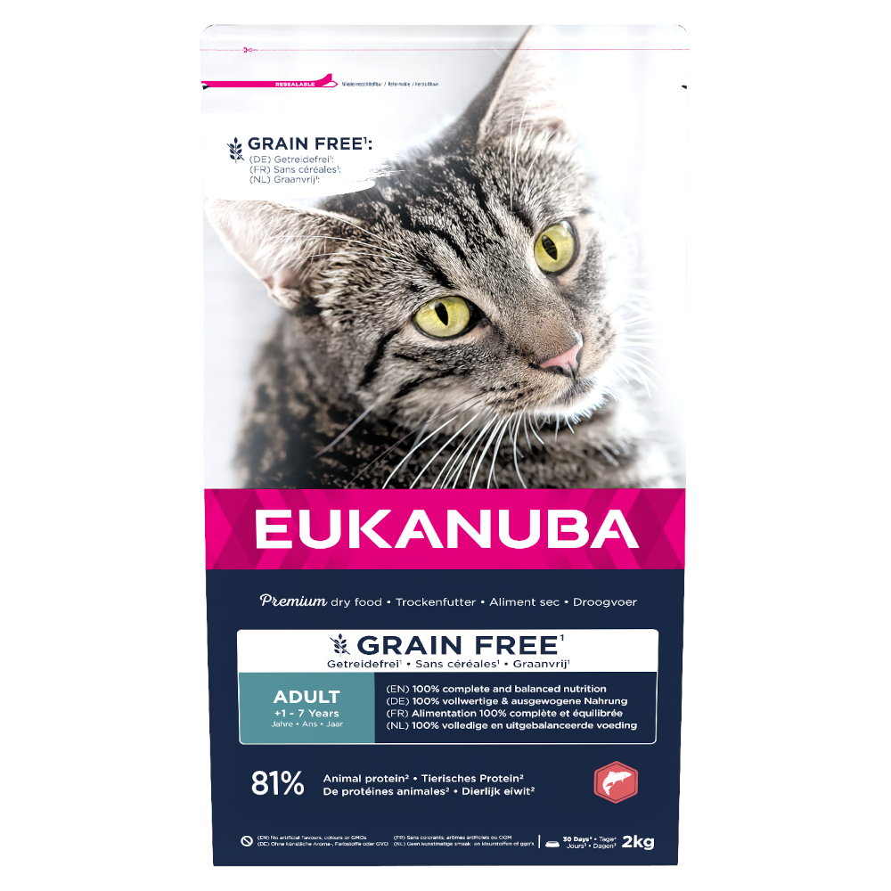 Eukanuba Adult Grain Free, z łososiem - 3 x 2 kg