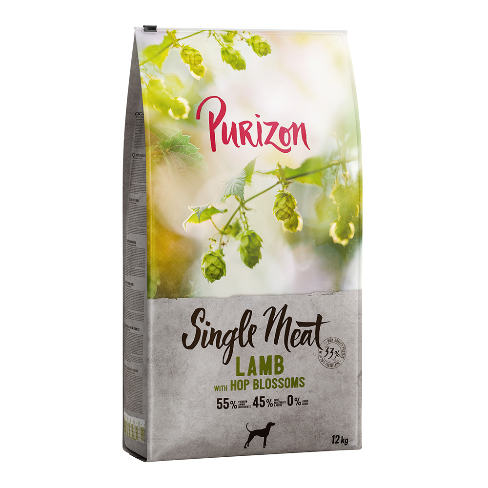 Dwupak Purizon, 2 x 12 kg - Single Meat, jagnięcina z groszkiem oraz kwiatami chmielu