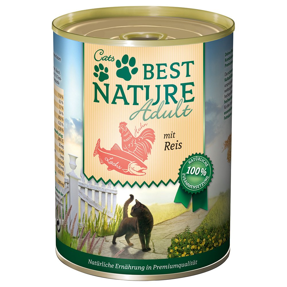 Best Nature Cat Adult, 6 x 400 g - Łosoś, kurczak i ryż