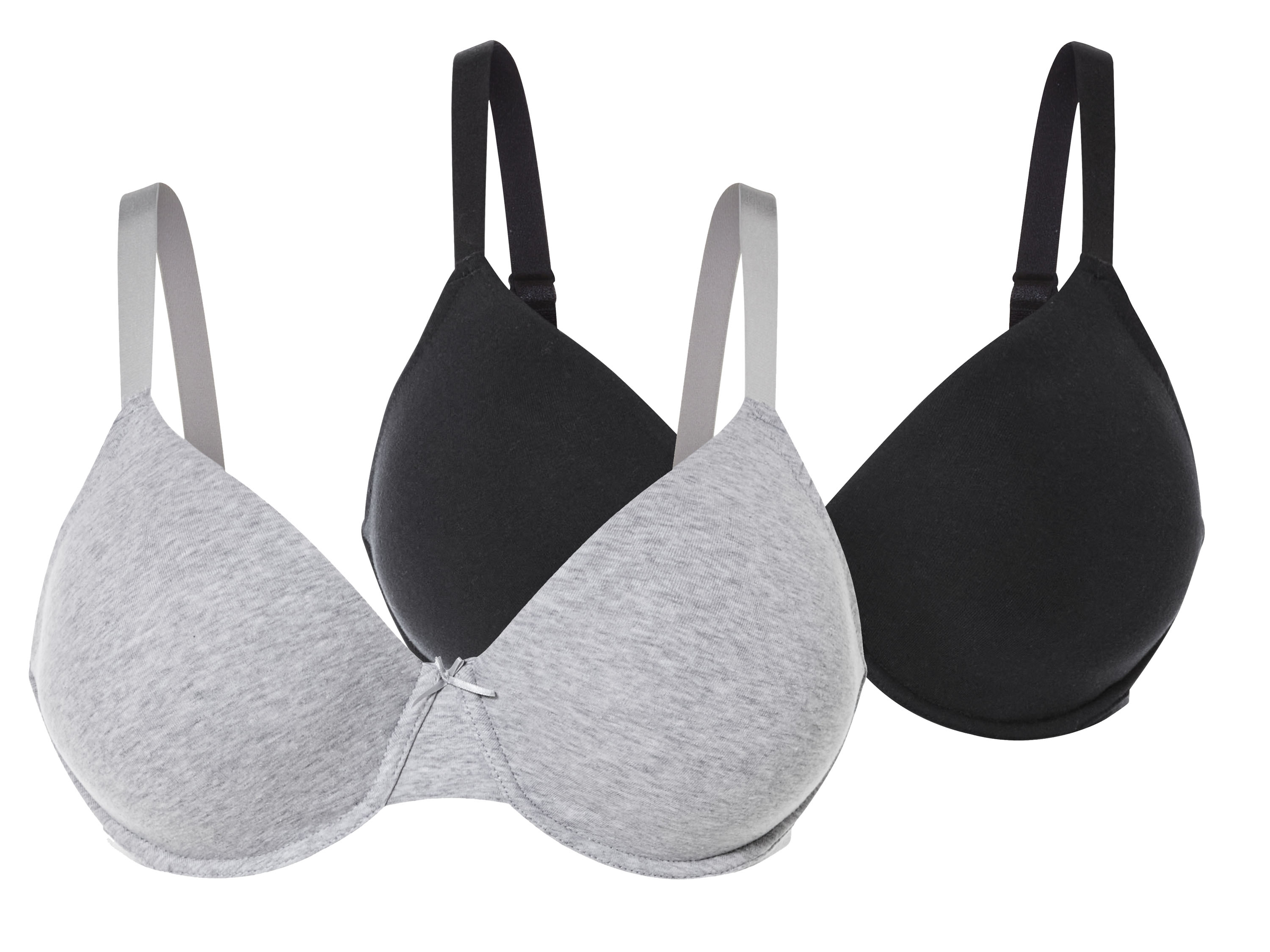 esmara® Biustonosz damski z fiszbinami, 2 sztuki (Czarny/ szary, 90D)