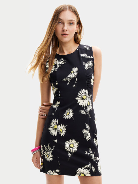 Desigual Sukienka letnia Lorena 24SWVK18 Czarny Regular Fit