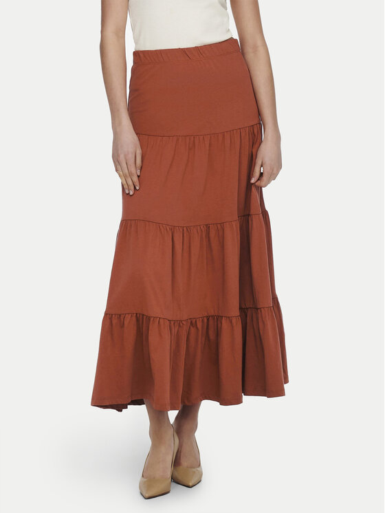 ONLY Spódnica trapezowa May 15226994 Brązowy Regular Fit miniaturka