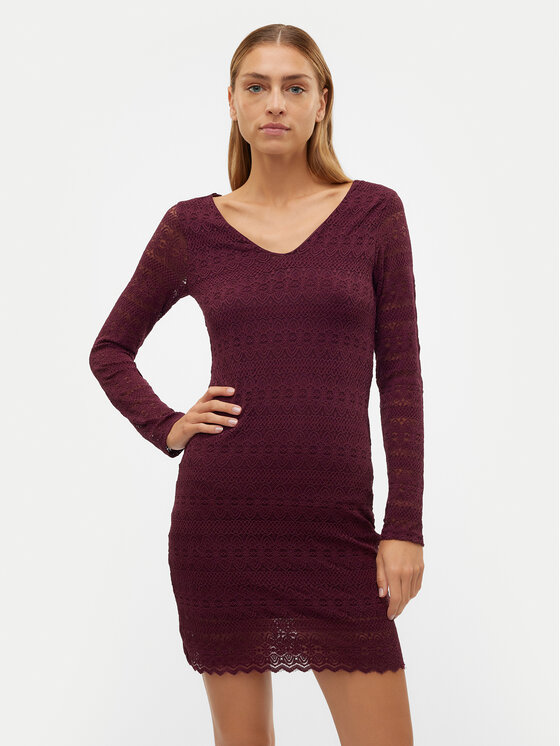 Vero Moda Sukienka koktajlowa Zoe 10315445 Bordowy Slim Fit