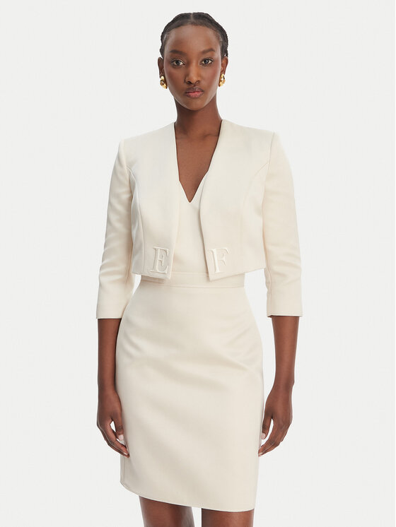 Elisabetta Franchi Sukienka koktajlowa TB-001-61E2-V550 Écru Regular Fit
