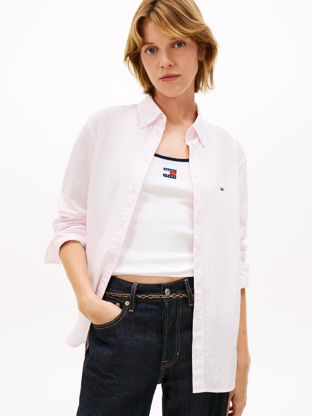 Tommy Jeans Bluzka damska Kobiety Bawełna różowy, L