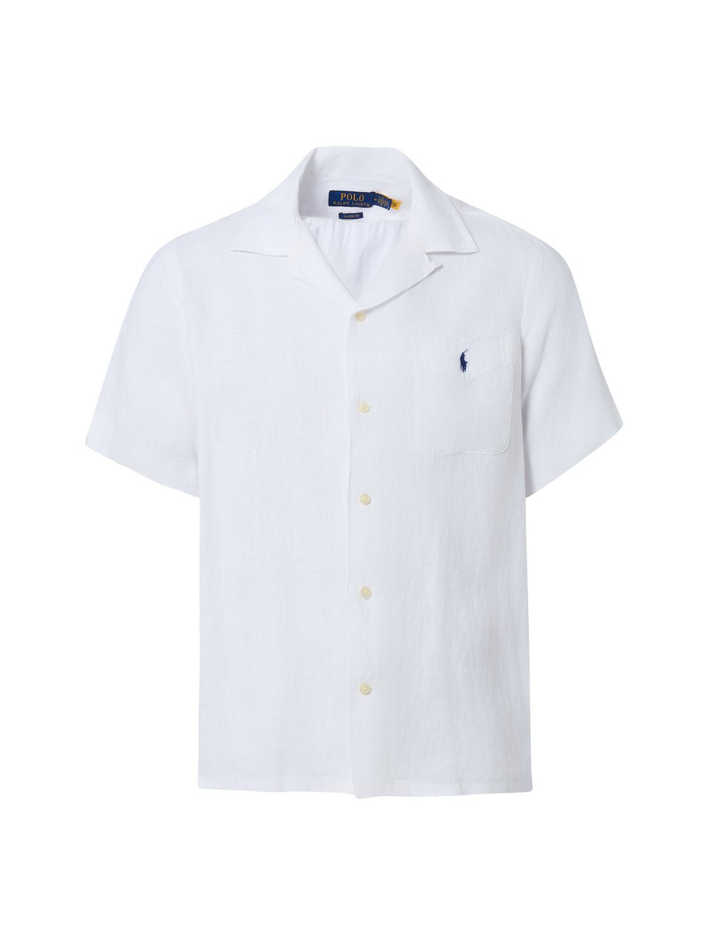 Polo Ralph Lauren Męska koszula lniana z krótkim rękawem Mężczyźni Regular Fit len biały, S