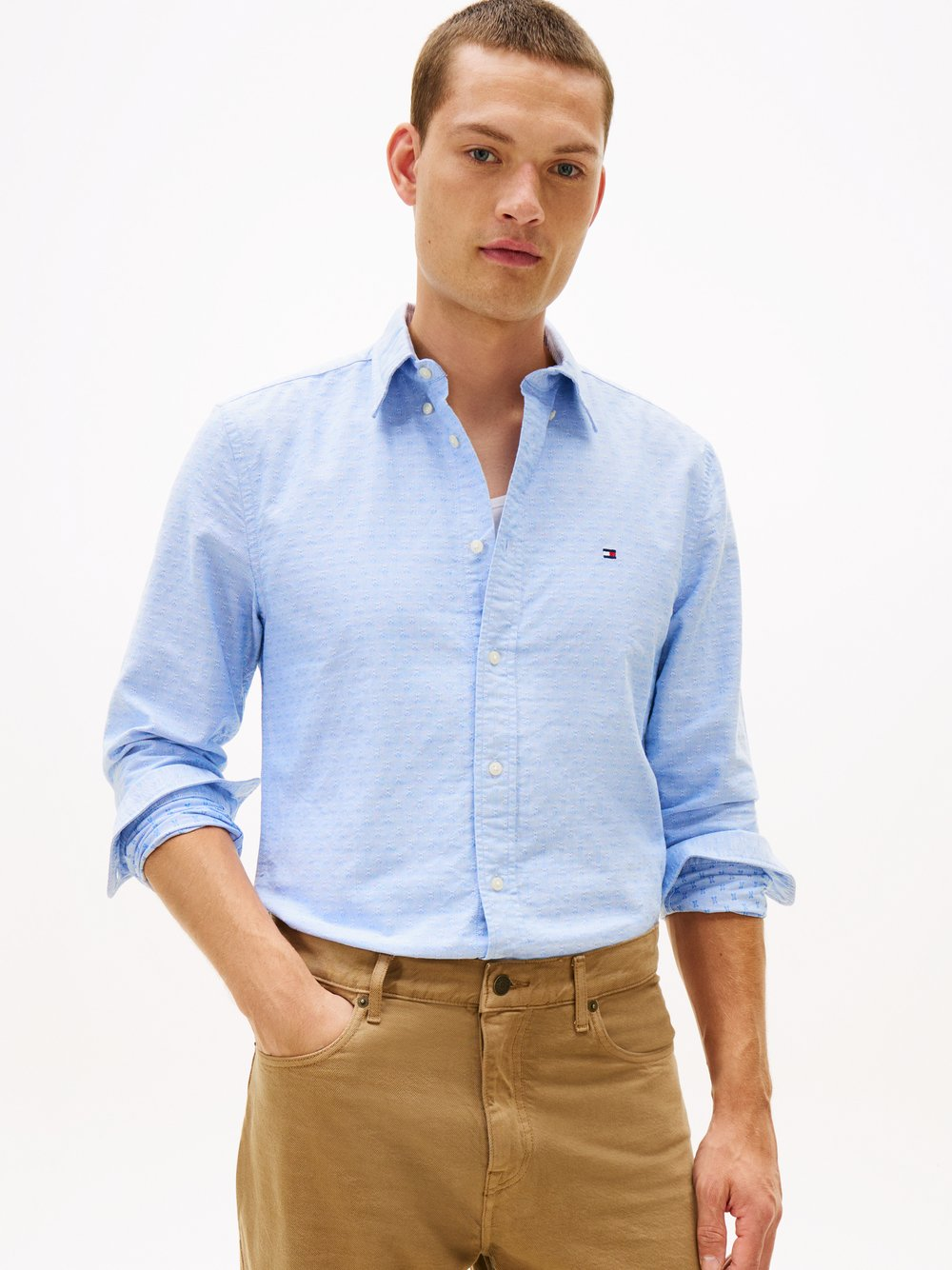 Tommy Hilfiger Męska koszula biznesowa Mężczyźni Regular Fit Bawełna niebieski, XL