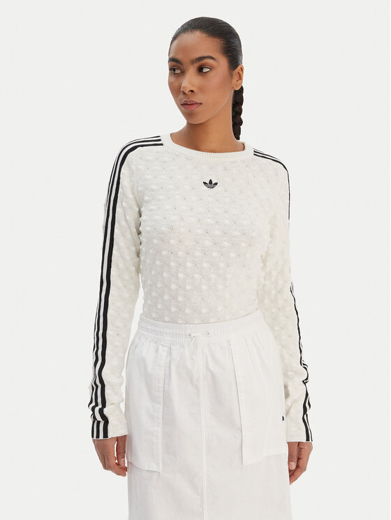 adidas Sweter Solid Spike KS6461 Écru Slim Fit