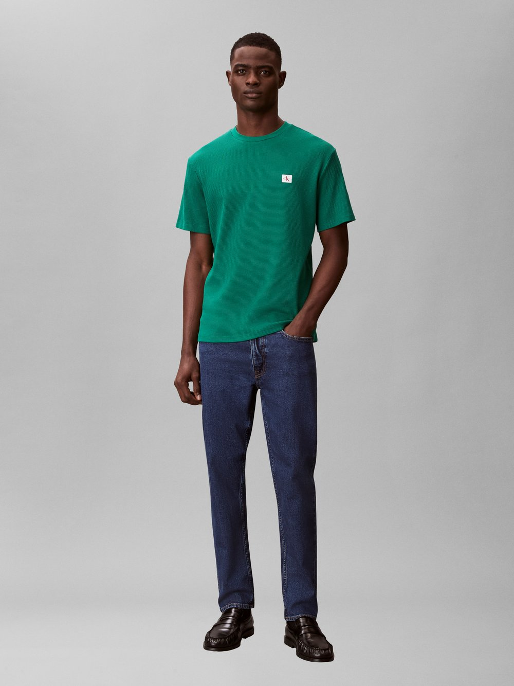 Calvin Klein Jeans Koszulka męska Mężczyźni Dżersej zielony, M