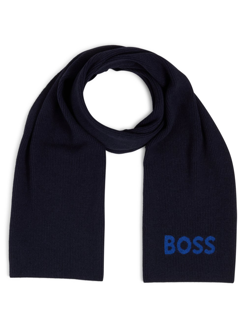 BOSS Męski szalik z dzianiny z wełną - Elios Mężczyźni Sztuczne włókno niebieski, ONE SIZE