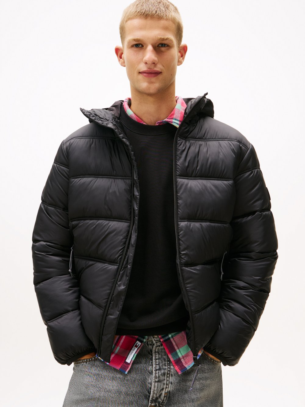 Tommy Jeans Pikowana kurtka męska Mężczyźni Sztuczne włókno czarny, L