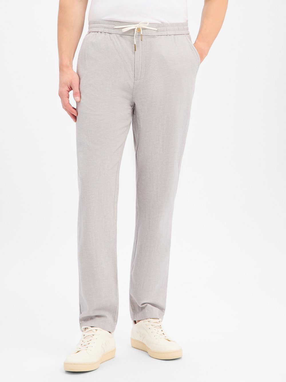 Scotch & Soda Męskie spodnie materiałowe z zawartością lnu - Warren Mężczyźni Bawełna szary, 33-30