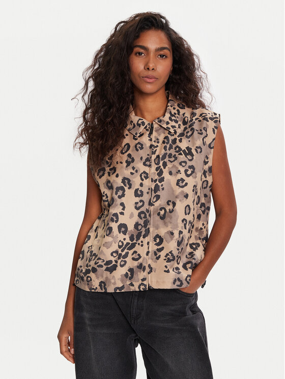 adidas Kamizelka Animal Print 3-Stripes JV6957 Beżowy Loose Fit