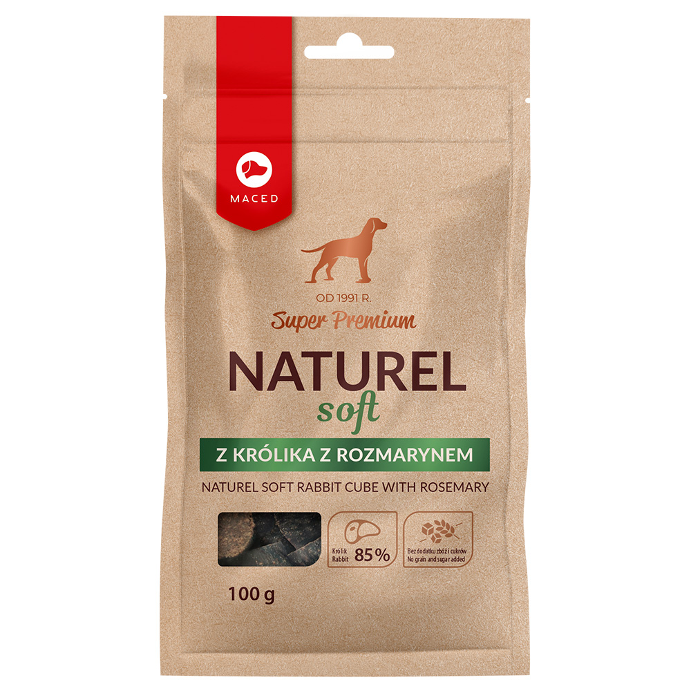 Potrójne zoopunkty! Maced, przysmaki dla psa, różne rodzaje - Super Premium Naturel Soft, kostki z królika z rozmarynem, 100 g
