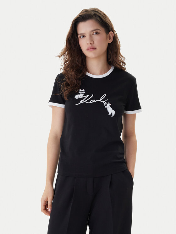 KARL LAGERFELD T-Shirt B1W17040 Czarny Slim Fit