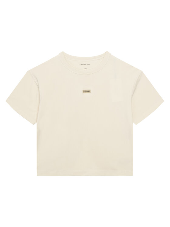 Calvin Klein Jeans T-Shirt Folded Logo IG0IG03063 Beżowy Regular Fit