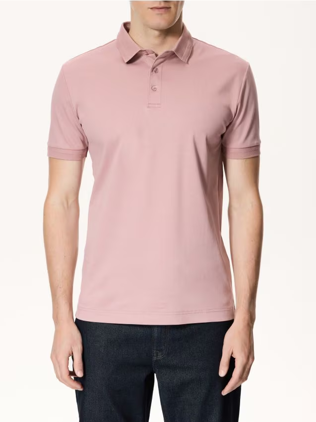 Reserved - Polo slim z bawełny pima - brudny róż