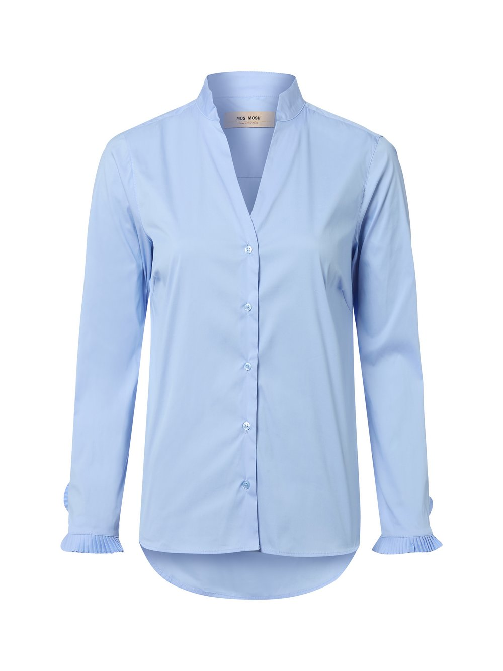 MOS MOSH Bluzka damska - MMHassie Pleat Shirt Kobiety Bawełna niebieski, M