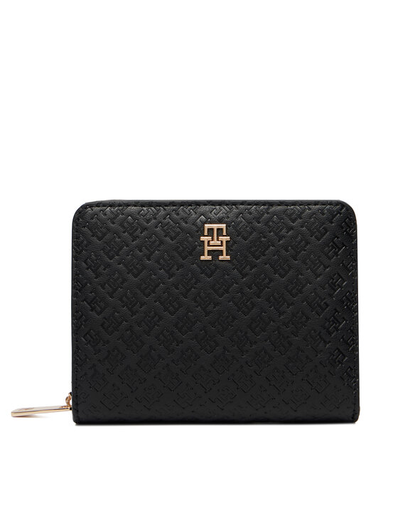 Tommy Hilfiger Portfel Th Icon Med Za W/Flap Mono AW0AW18474 Czarny