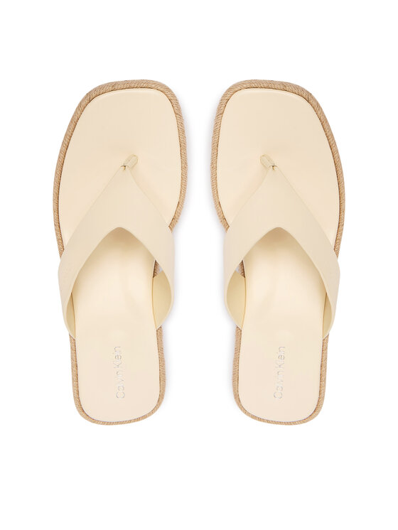Calvin Klein Japonki Block Heel Espa 50 Thong Lth HW0HW02902 Beżowy