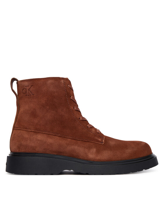 Calvin Klein Trzewiki Combat Ess Lace Up Zip Boot Su YM0YM01371 Brązowy
