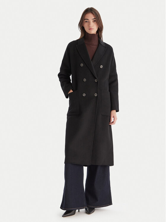 ViCOLO Płaszcz wełniany TF0001 Czarny Regular Fit