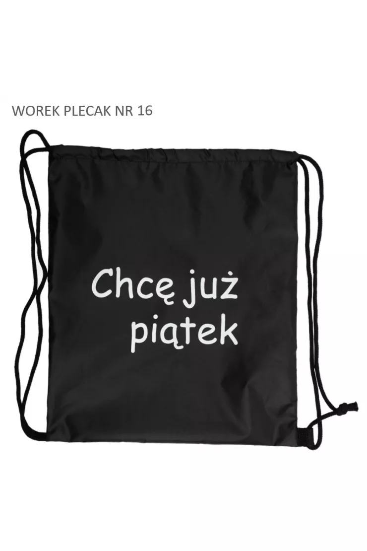 Worek plecak Chcę już piątek czarny