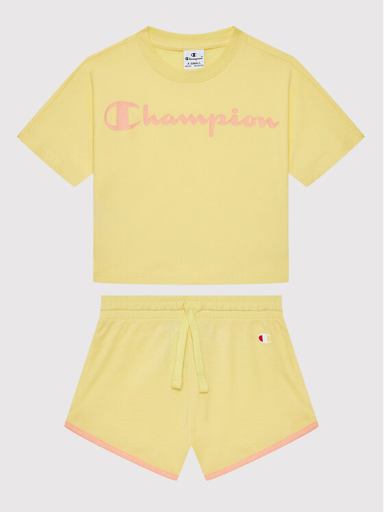 Champion Komplet t-shirt i szorty sportowe 404319 Żółty Custom Fit