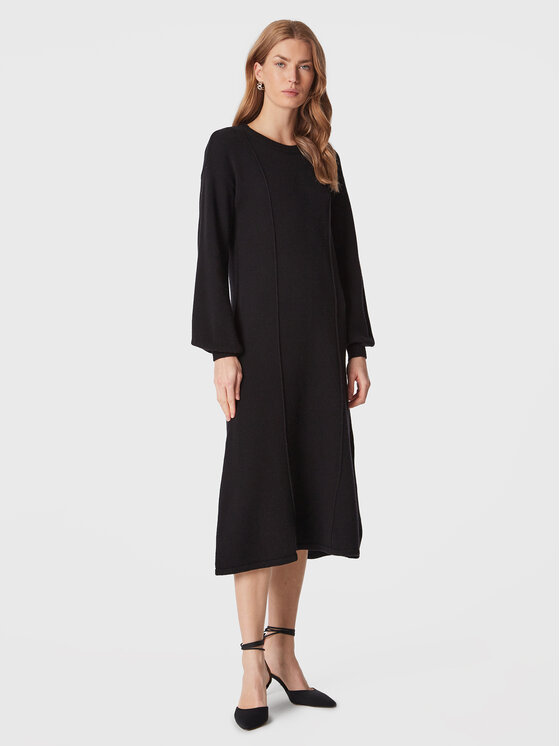 United Colors Of Benetton Sukienka dzianinowa 1244DV00I Czarny Relaxed Fit